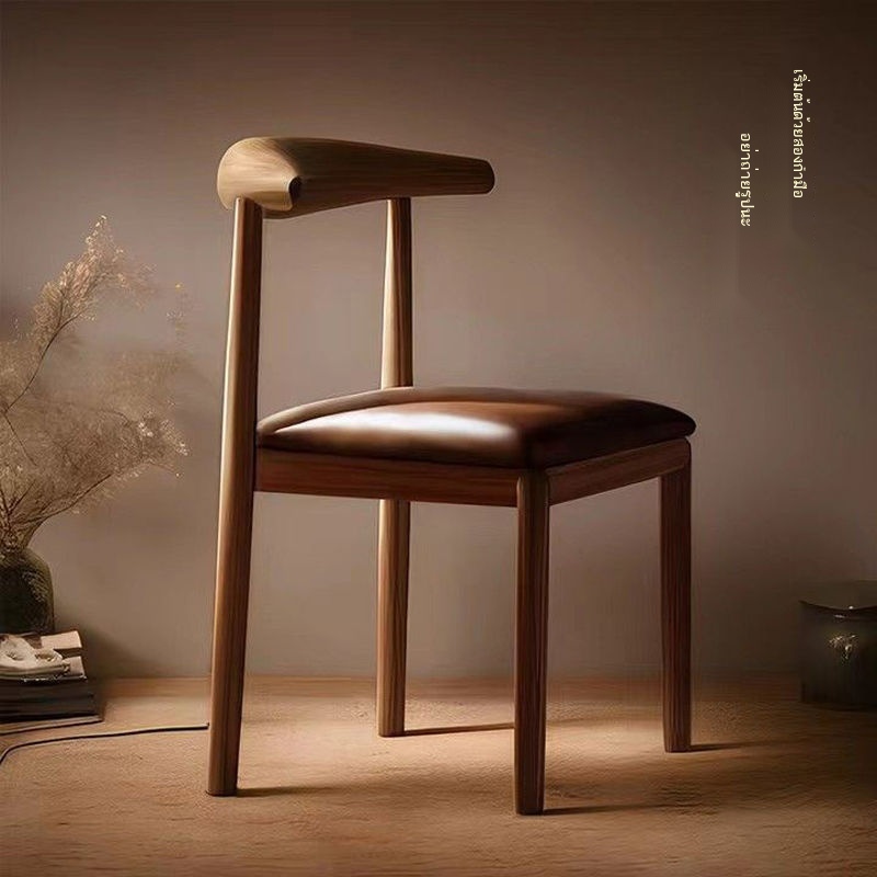 ♞SAMEDREAM เก้าอี้ทานอาหารสีวอลนัท สไตล์จีน เขาเหล็กดัดหนา ขายส่งเก้าอี้เคลียร์ร้านอาหารโรงแรม ทนทา