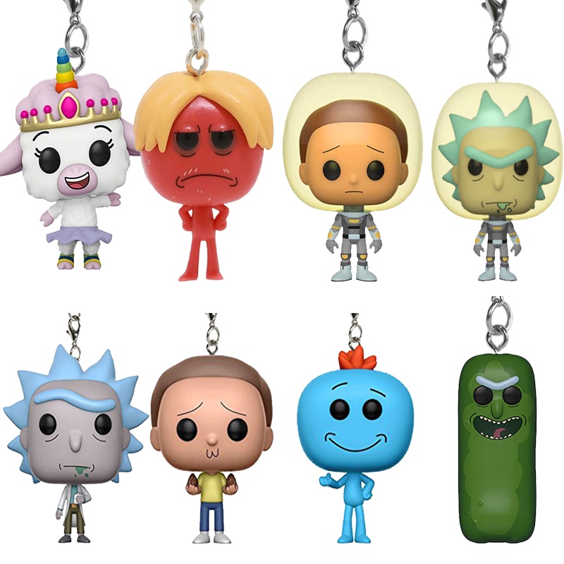 พวงกุญแจ จี้ตุ๊กตาฟิกเกอร์ Funko Pop Rick and Morty Pickle Mr.Meeseeks Morty