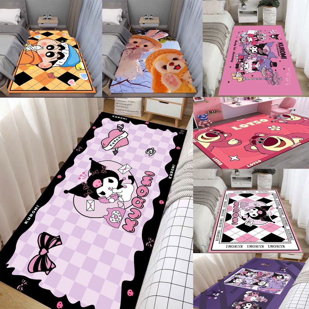 พรมปูพื้น กันลื่น ลายการ์ตูนหมี สตรอเบอร์รี่น่ารัก ขนาด 80*200 ซม. 100*160 ซม. 80*160 ซม. 80*120 ซม. สําหรับห้องนอน