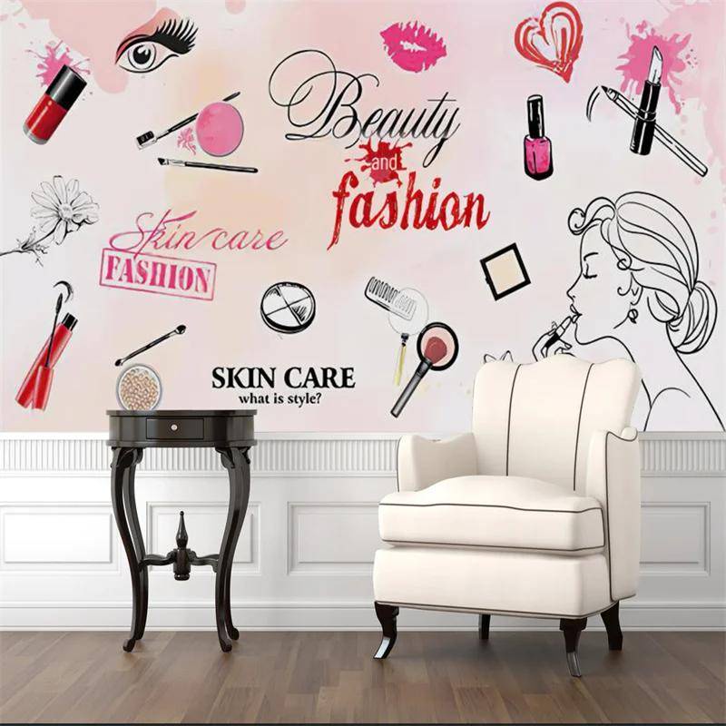 สติกเกอร์ ลาย 3d แฟชั่น สําหรับติดตกแต่งผนังร้านเสริมสวย ร้านเสริมสวย ร้านเครื่องสําอาง