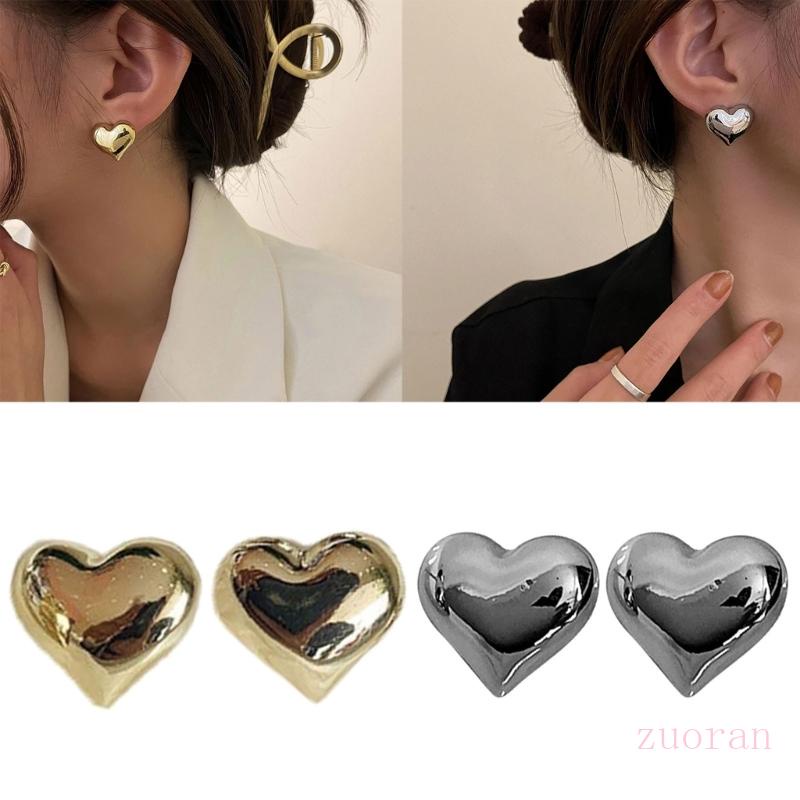 Zuo ต่างหูสตั๊ด โลหะผสม รูปหัวใจ สไตล์พังก์ เรียบง่าย เครื่องประดับ สําหรับงานปาร์ตี้