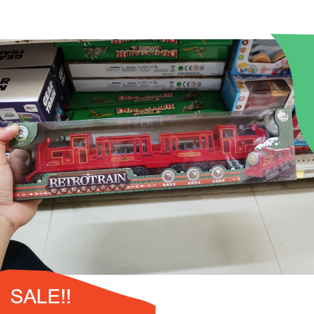 ของเล่นเด็ก โมเดลรถไฟโบราณ มีไฟ มีเสียง ส่งจากไทย