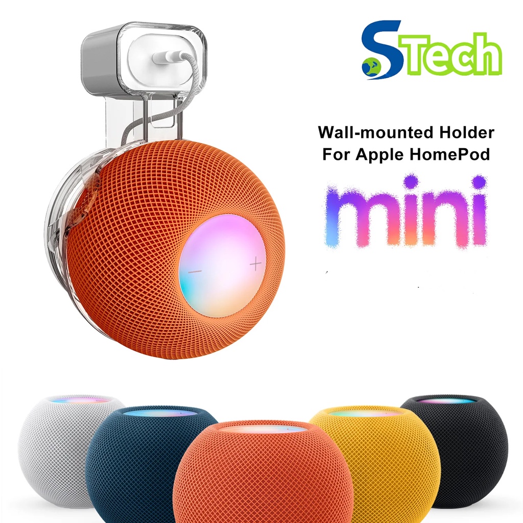 รองรับตัวยึดผนังสําหรับ Apple HomePod mini พร้อมที่เก็บสายเคเบิล คุณภาพ ABS เคสแข็ง ขาตั้งลําโพงซ็อก