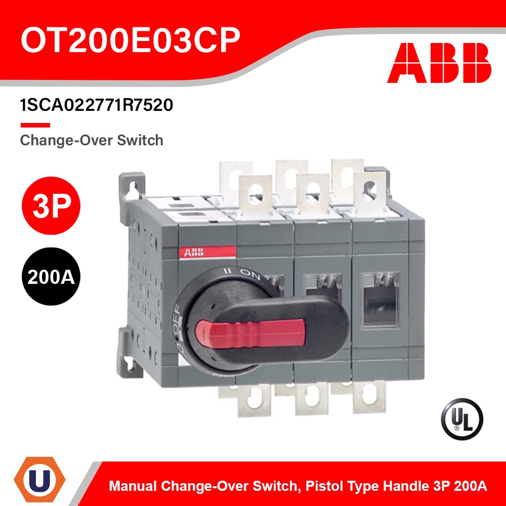 ABB Manual Change-Over Switch, 200A 3P 1SCA022712R7520 : OT200E03CP สั่งซื้อได้ที่ร้าน Ucanbuys