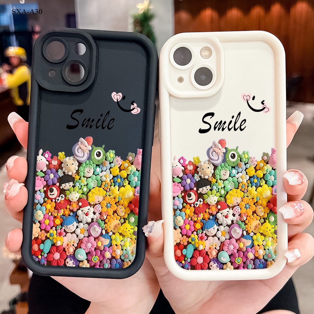 เข้ากันได้กับ Samsung Galaxy A20 A20S A21S A22 A23 A24 A30 A31 A32 A33 A34 4G 5G เคสซัมซุง สำหรับ Case Colorful Summer Flowers Cartoon Figure เคสโทรศัพท์ Angel Eyes Ladder Cover