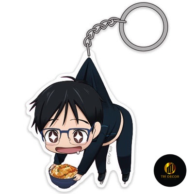 Yuri on Ice Yuri Katsuki Yuri Plisetsky สีบลอนด์ chibi อะนิเมะพวงกุญแจอุปกรณ์ตกแต่งกระเป๋าเป้สะพายหล