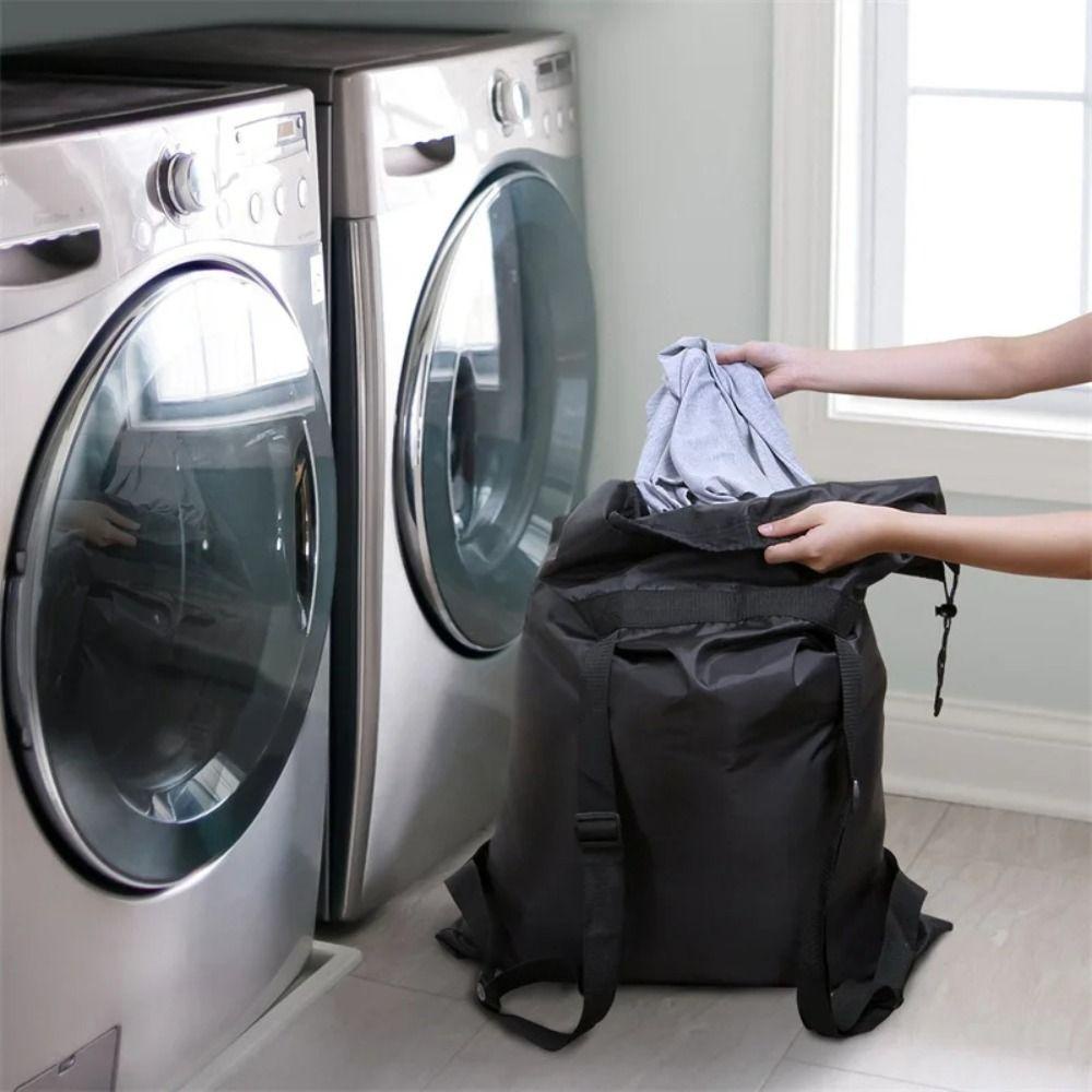 Zelth กระเป๋าเป้ซักผ้า พับได้ สีดํา ถุงซักผ้า กันน้ํา|กระเป๋าเก็บเสื้อผ้า อเนกประสงค์ ขนาดใหญ่ ซักทําความสะอาดได้ สําหรับตั้งแคมป์ - รูปที่ 4