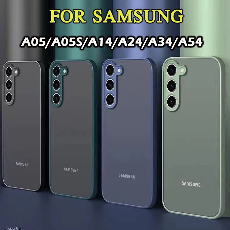 เคสกันกระแทก A06 A16 A55 A05S เคสขอบสีหลังด้าน Samsung A25 A15 A05 A24 A34 A54 A14 A04S A35 เคสกันกระแทก ซัมซุงA05 A05S