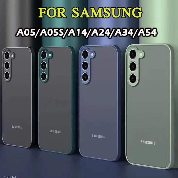 เคสกันกระแทก A06 A16 A55 A05S เคสขอบสีหลังด้าน Samsung A25 A15 A05 A24 A34 A54 A14 A04S A35 เคสกันกระแทก ซัมซุงA05 A05S