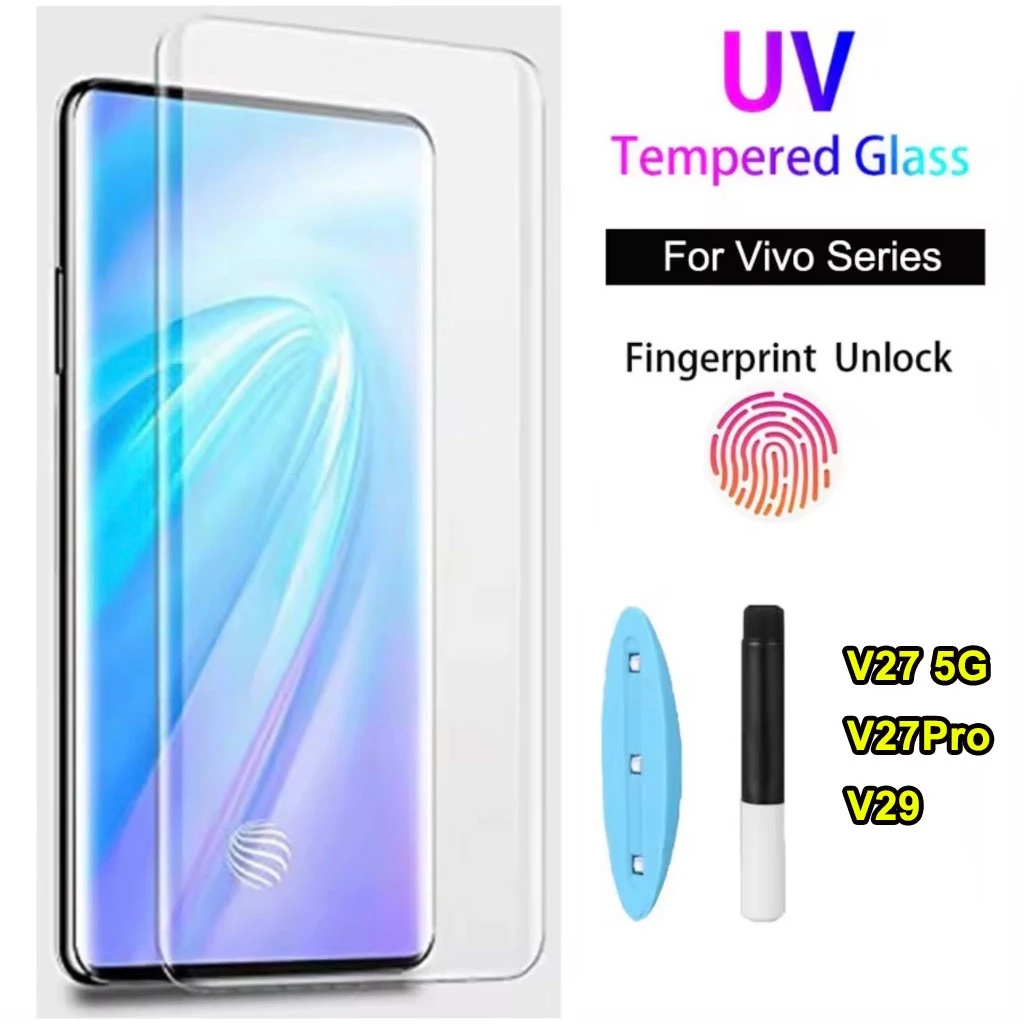 ตรงรุ่น ฟิล์ม UV V40 PRO V30 5G V30Pro X100 X100Pro X200 X200Pro ฟิล์มกระจก นาโน ฟิล์ม VIVO V27 5G/V27Pro/V29 จอโค้ง