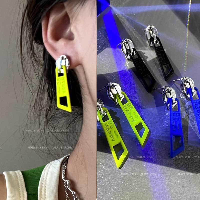 ต่างหูแฟชั่น แต่งซิป สีสดใส 2022