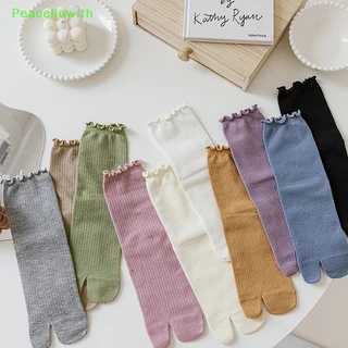 Peacellow ใหม่ ถุงเท้าผ้าฝ้าย สองนิ้ว สไตล์ฮาราจูกุ เรียบง่าย คุณภาพสูง สําหรับผู้ชาย และผู้หญิง 1 คู่