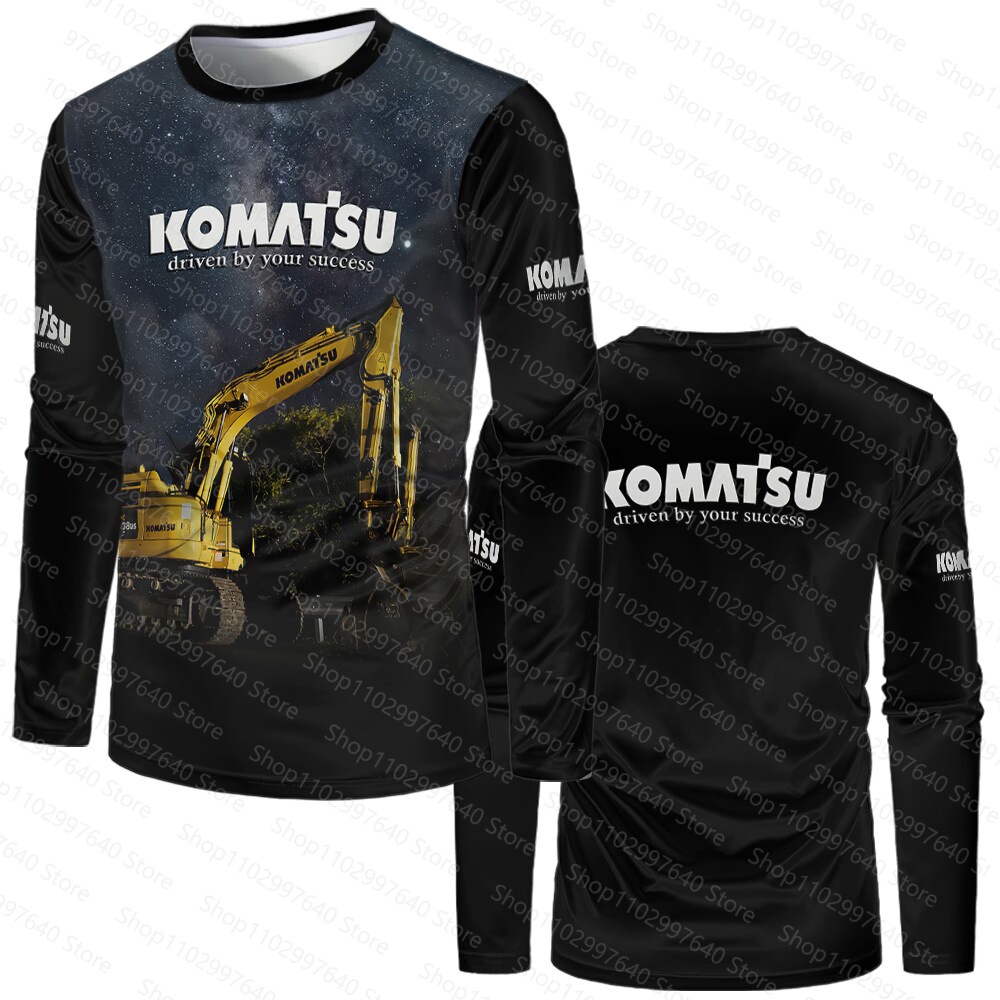 Komatsu ออกกําลังกาย 3D พิมพ์เสื้อแขนยาว Cool Excavator O-คอ Casual เสื้อยืดสําหรับชาย Autunm ฤดูใบไม้ผลิเสื้อผ้า