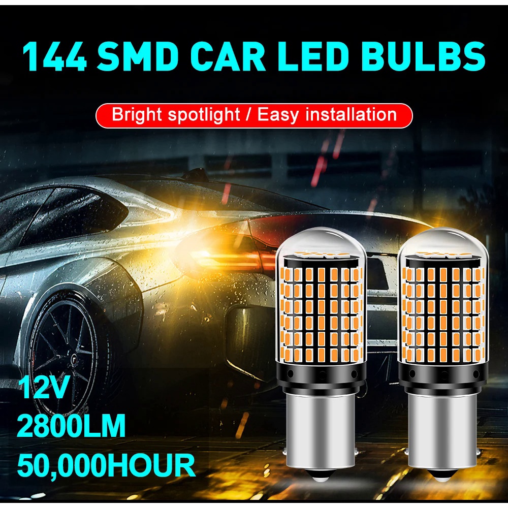 หลอดไฟเลี้ยว LED 1156 BA15S P21W BAU15S PY21W 7440 W21W P21/5W 1157 BAY15D 7443 3157 144smd 1 ชิ้น