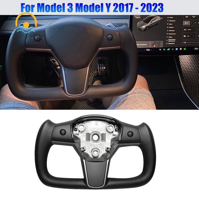 【Dangai359】พวงมาลัยรถแข่ง พร้อมแผง และปุ่มกด สีดํา สําหรับ Tesla Model 3 Y 2017 2018 2019 2020 2021 2022 2023