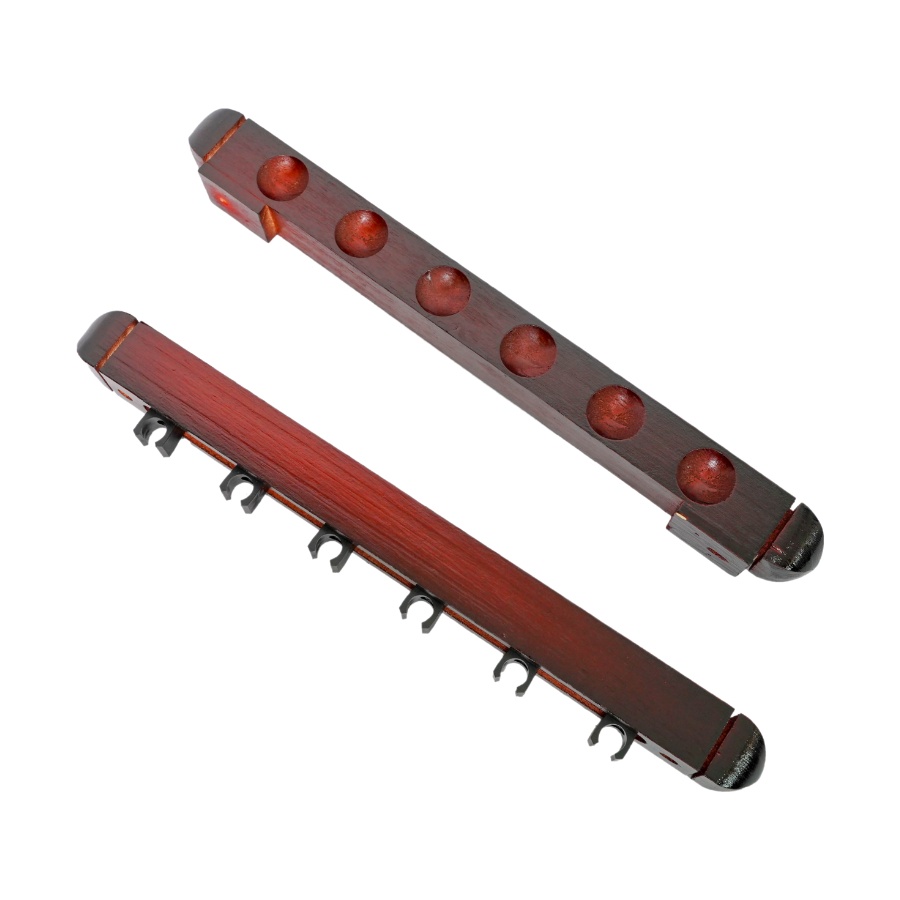 GR8 Billiards ที่แขวนไม้คิวติดผนัง 6 ไม้ สีมะฮอกกานี Wall Cue Rack Clip 6 Cues Mahogany