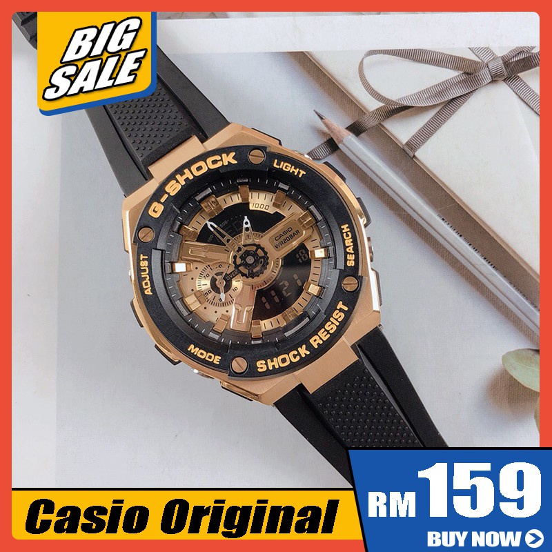【ของแท้ 100% Casio GST400G GST410 นาฬิกาข้อมือควอตซ์ gshock GST-400 สําหรับผู้ชาย