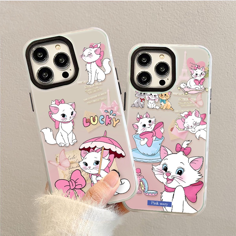 (พร้อมส่งในไทย)แมรี่แมวแต่งหน้า สำหรับ เคสไอโฟน12/11 iphone15/14/13 pro max 18/7/xr/xs น่ารักและกึ่งโปร่งใส TPU case