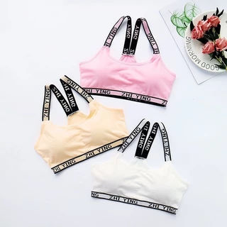 สปอร์ตบรานักเรียน เสื้อซับในเด็ก เสื้อในเด็กวัยรุ่น ผ้าฝ้ายเนื้อนุ่ม มีฟองน้ำในตัว ฟองน้ำถอดได้ Free Size