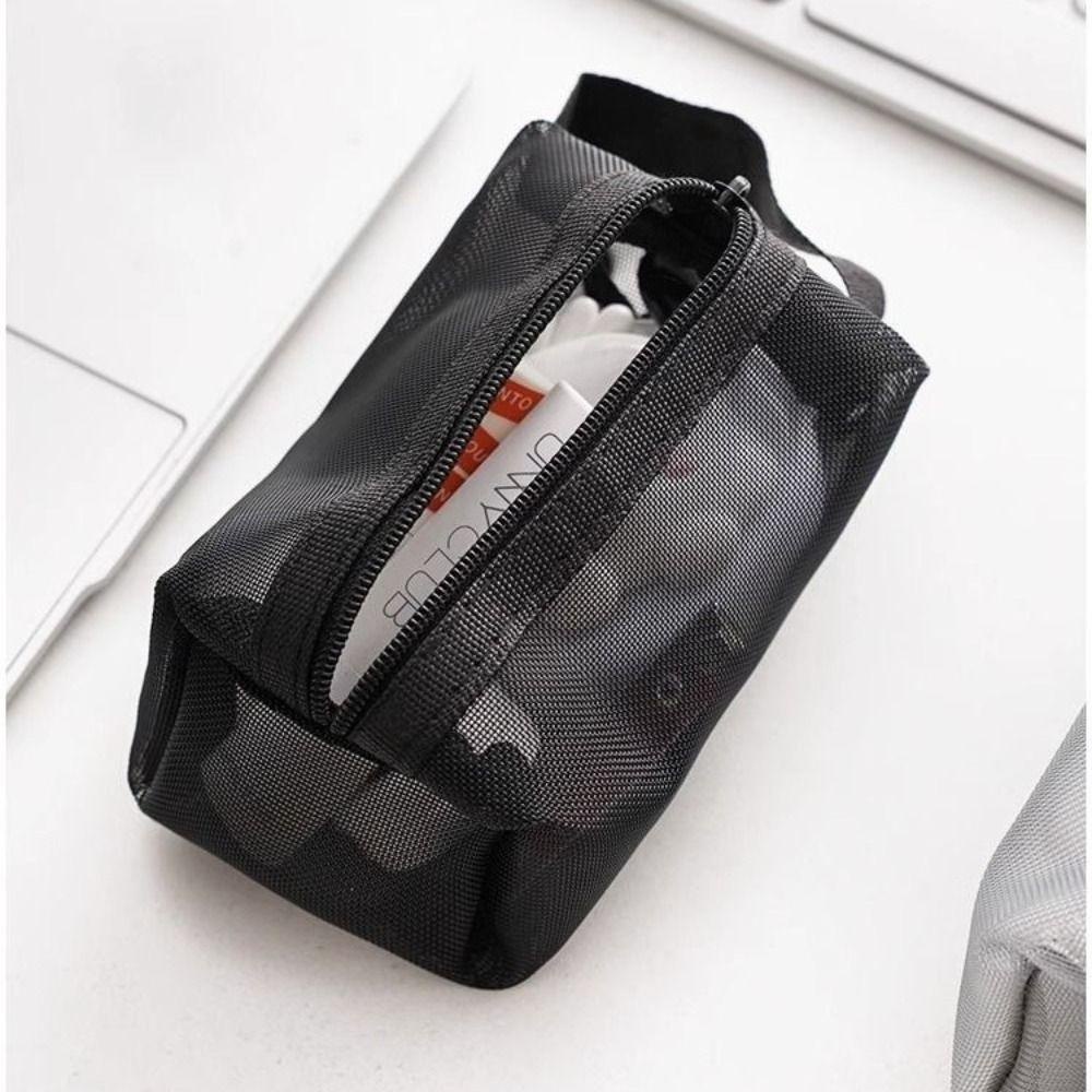 HOBBYIN กระเป๋าใส่เหรียญ ตาข่าย ทรงสี่เหลี่ยม มีซิป ขนาดเล็ก ระบายอากาศ ความจุขนาดใหญ่ แบบพกพา น้ําหนักเบา