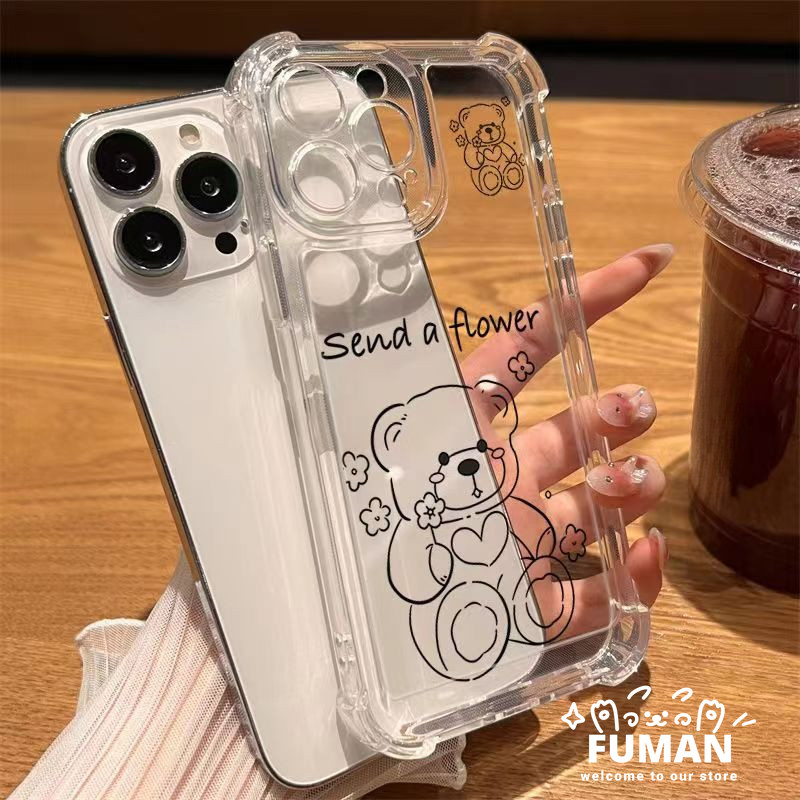 การ์ตูนดอกไม้หมีสําหรับ OnePlus Nord N100 N10 3 CE3 2 CE CE2 Lite 2T ACE 3 3V 2V 2 12R 11 11R 10T 9 