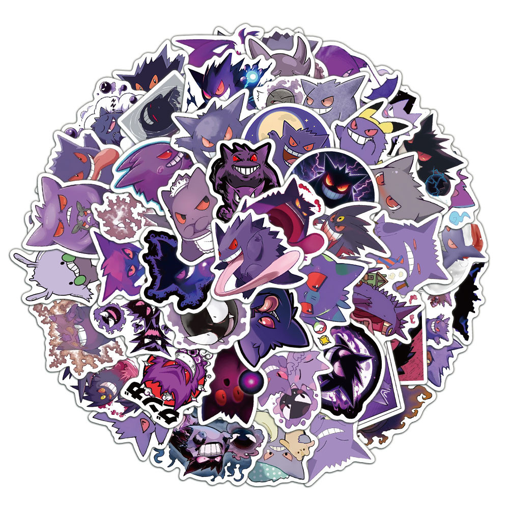 55 ชิ้น Gengar Pokemon การ์ตูนน่ารักสติกเกอร์กันน้ํา PVC