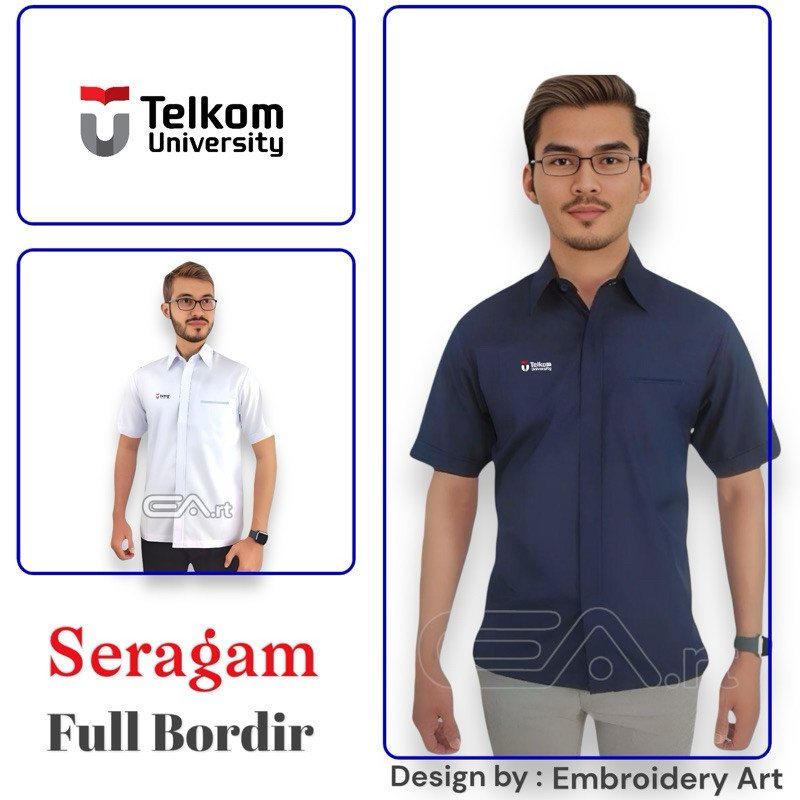 Telkom University Uniform Short Sleeve งานปักเต็มตัว