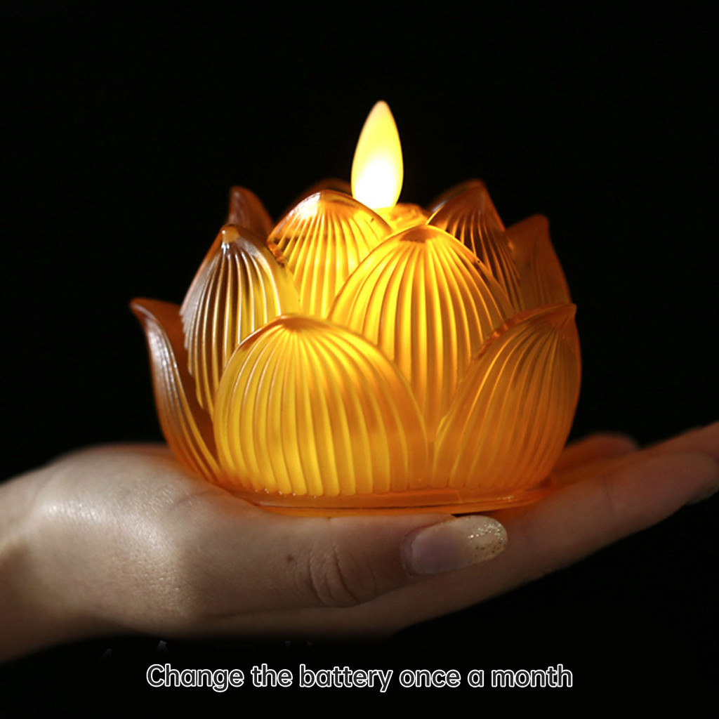 LOCAL Led Crystal Glazed Lamp Lotus Flower Candle Lamp For Buddha Eight Auspicious Lights Buddha