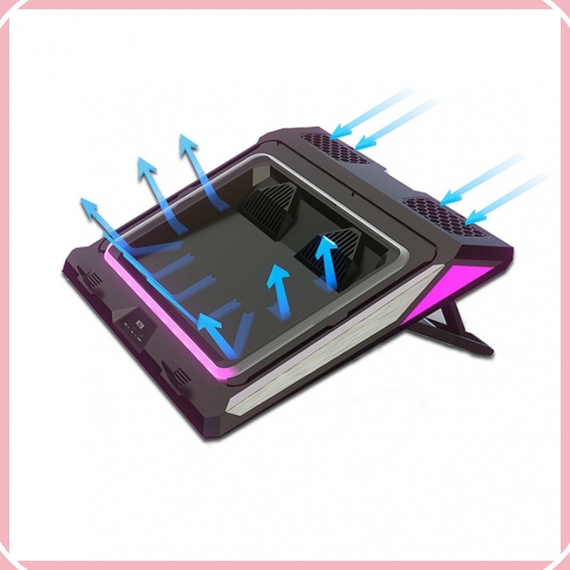 ☪IETS Double Blower แผ่นระบายความร้อนสําหรับเล่นเกมแล็ปท็อป ระบายความร้อนด้วยอากาศ ขายึดฐานคอมพิวเตอ