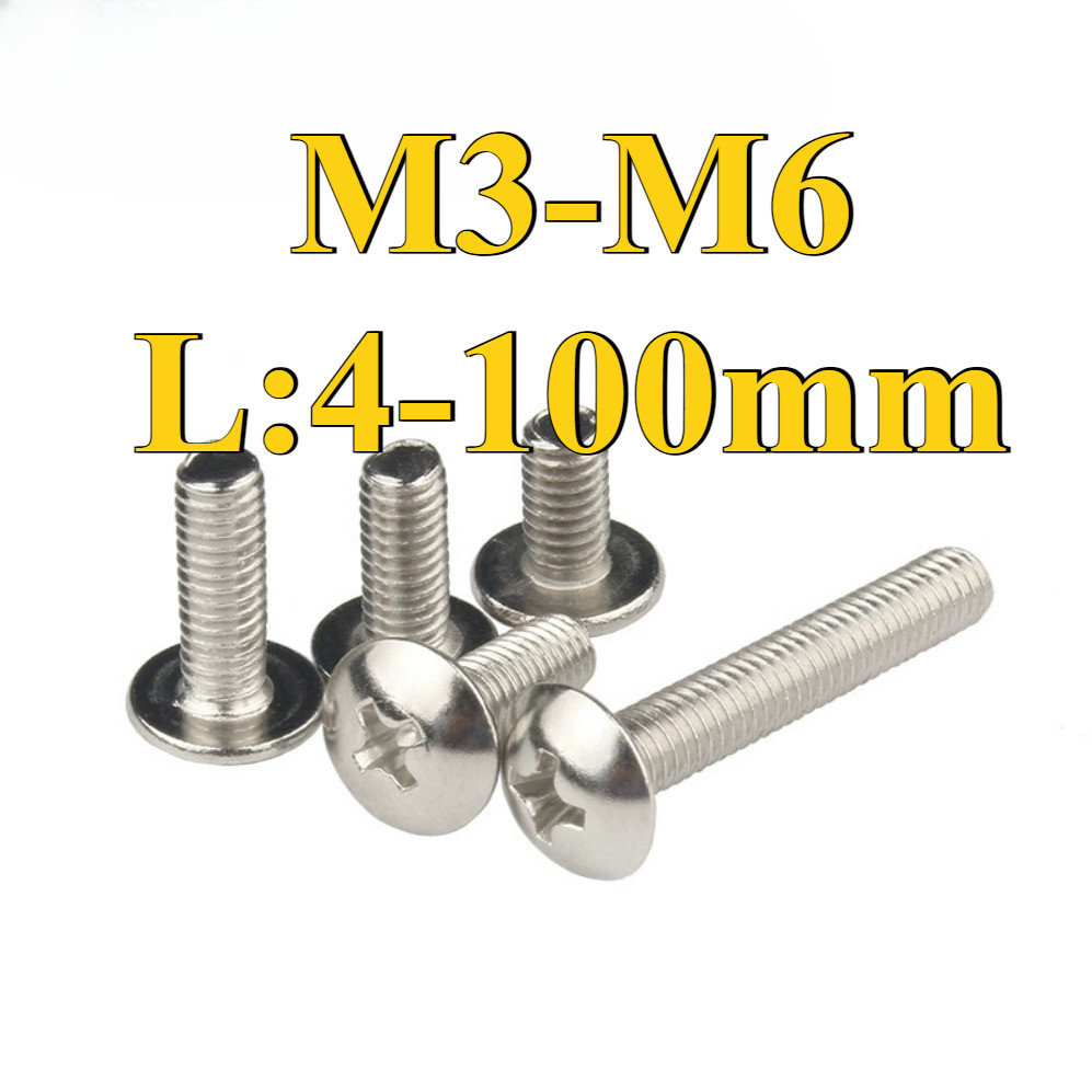 TM 316 Stainless Steel Large Flat Head Bolt M3/M4/M5/M6/* L4-100mm (XZM-DM) (Y10) (x10)