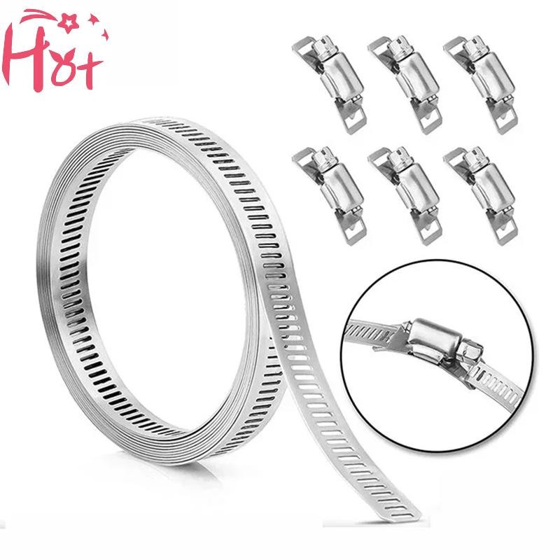 Ge 12.7 มม.กว้างสแตนเลส 304 Worm Clamp ท่อสายรัด Fasteners ปรับ DIY Ducting Clamp Square