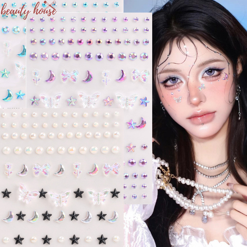 1/2 ชิ้น 3D ผีเสื้อเพชร Face Patch - DIY อะคริลิค Eyes Art Decals - Shiny Stage แต่งหน้าสติกเกอร์ - หรูหรา,หวาน - Self-Adhesive รอยสักชั่วคราว - เครื่องประดับใบหน้าตกแต่ง