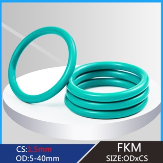 ปะเก็นโอริงยางฟลูออรีน FKM ความหนา CS 1.5 มม. OD 5 มม.-40 มม. สีเขียว แบบเปลี่ยน 10 ชิ้น 15 ชิ้น 20 ชิ้น 30 ชิ้น