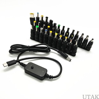 Utake สายเคเบิลพาวเวอร์ USB TypeC เป็น DC5521 พร้อมแรงดันไฟฟ้า 5V9V12V15V20V ปรับได้ สําหรับเราเตอร์ ลําโพง กล้อง ของเล่น