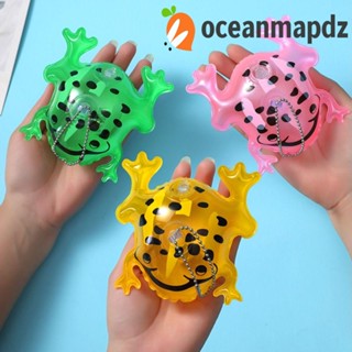 Oceanmapdz กบเป่าลมเรืองแสง PVC พร้อมไฟกระพริบ เรืองแสง พวงกุญแจน่ารัก จี้การ์ตูนสัตว์ กบตีกลับ จี้ของเล่น