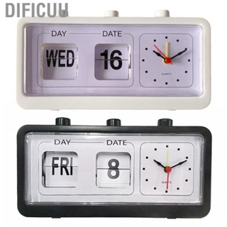 Dificuu Calendar Desk Table Alarm Clock Manual Jump Desktop Simple Rectangle for Home Office Decoration Ornament