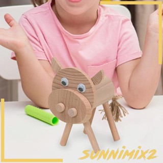 [Sunnimix2] ของเล่นไม้ปริศนา รูปสัตว์ เสริมพัฒนาการเด็กอนุบาล ของขวัญวันหยุด DIY