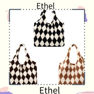 Ethel1 กระเป๋าสะพายไหล่ ผ้ากํามะหยี่ขนนิ่ม ลายสก๊อตน่ารัก สไตล์เรโทร เหมาะกับฤดูใบไม้ร่วง และฤดูหนาว สําหรับสตรี Y2K