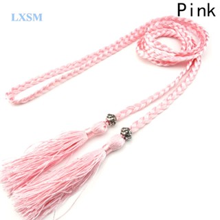 Lxsm เข็มขัดลําลอง หนัง PU ถักเปีย สําหรับผู้หญิง