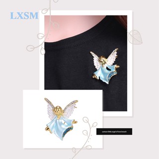 Lxsm 4 สี น่ารัก นางฟ้า โลหะผสม เข็มกลัด สําหรับผู้หญิง เด็กผู้หญิง เคลือบ ย้อนยุค พลอยเทียม เสื้อผ้าแต่งงาน ปกเสื้อ หมุด เข็มกลัด เครื่องประดับ ของขวัญ