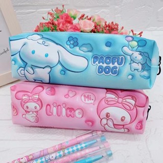 Sanrio กระเป๋าดินสอ หนัง PU ลายสุนัข Cinnamon Melody น่ารัก แบบสร้างสรรค์ สามมิติ สําหรับใส่เครื่องเขียน