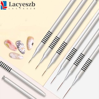 Lacyeszb ชุดแปรงปากกาเพ้นท์เล็บเจล UV 5 7 9 11 20 25 มม. แบบบางพิเศษ สไตล์ฝรั่งเศส สําหรับตกแต่งเล็บ DIY 6 ชิ้น ต่อชุด