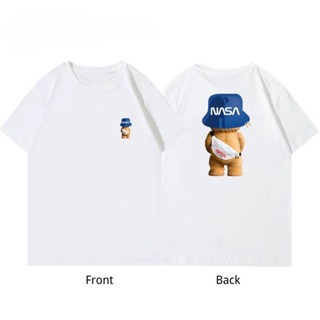 เสื้อยืดแขนสั้น พิมพ์ลายหมี NASA สไตล์สตรีท สําหรับผู้ชาย และผู้หญิง