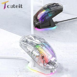 Tcuteit เมาส์เกมมิ่งไร้สาย ไฟ RGB 3 โหมด แบบพกพา สําหรับ PC แล็ปท็อป เดสก์ท็อป