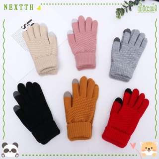 Nextth ถุงมือผ้าแคชเมียร์เทียม แบบหนา ให้ความอบอุ่น หน้าจอสัมผัส สําหรับผู้หญิง