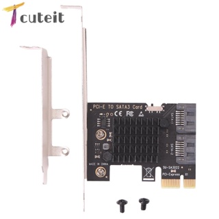 Tcuteit อะแดปเตอร์ PCI-E 1x เป็น SATA3.0 2 พอร์ต 6Gbps PCI Express