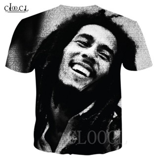 เสื้อยืด พิมพ์ลาย Rapper Bob Marley สไตล์ฮาราจูกุ สตรีท