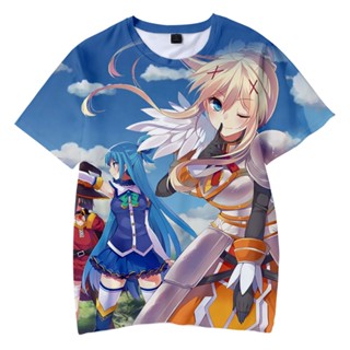 เสื้อยืด พิมพ์ลายอนิเมะ Konosuba สไตล์ฮาราจูกุ สตรีท