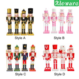 [Kloware] รูปปั้นทหาร วัสดุไม้ เพ้นท์มือ สําหรับตกแต่งปาร์ตี้คริสต์มาส 4 ชิ้น