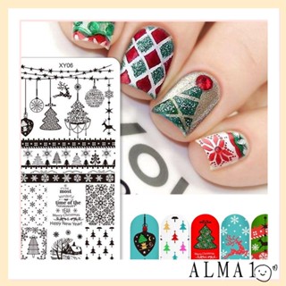 Alma แม่แบบสแตนเลส ลายฉลุ สําหรับตกแต่งเล็บ DIY 1 ชิ้น